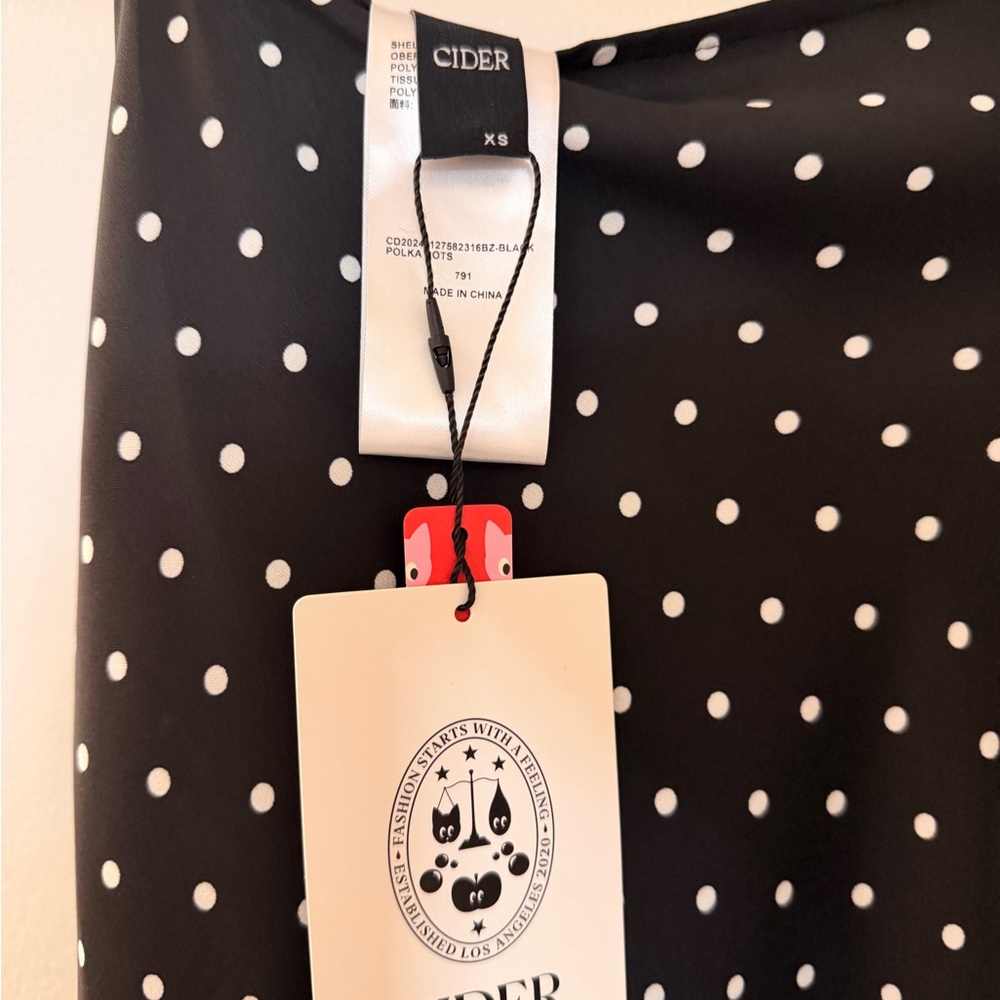 Cider Black & White Polka Dot Midi Skirt - Picture 4 of 4